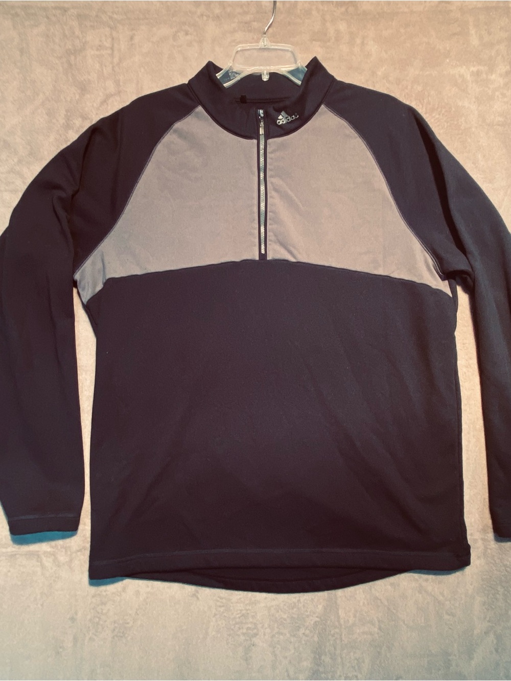 Large Adidas Men’s Climawarm Navy Blue & Gray Quarter-Zip Pullover
